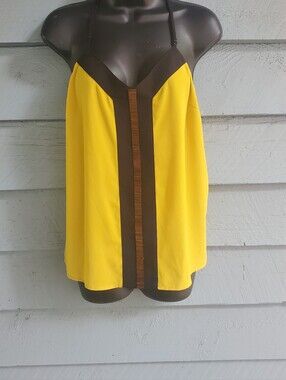 Yellow and Black Spaghetti Strap Tank Top